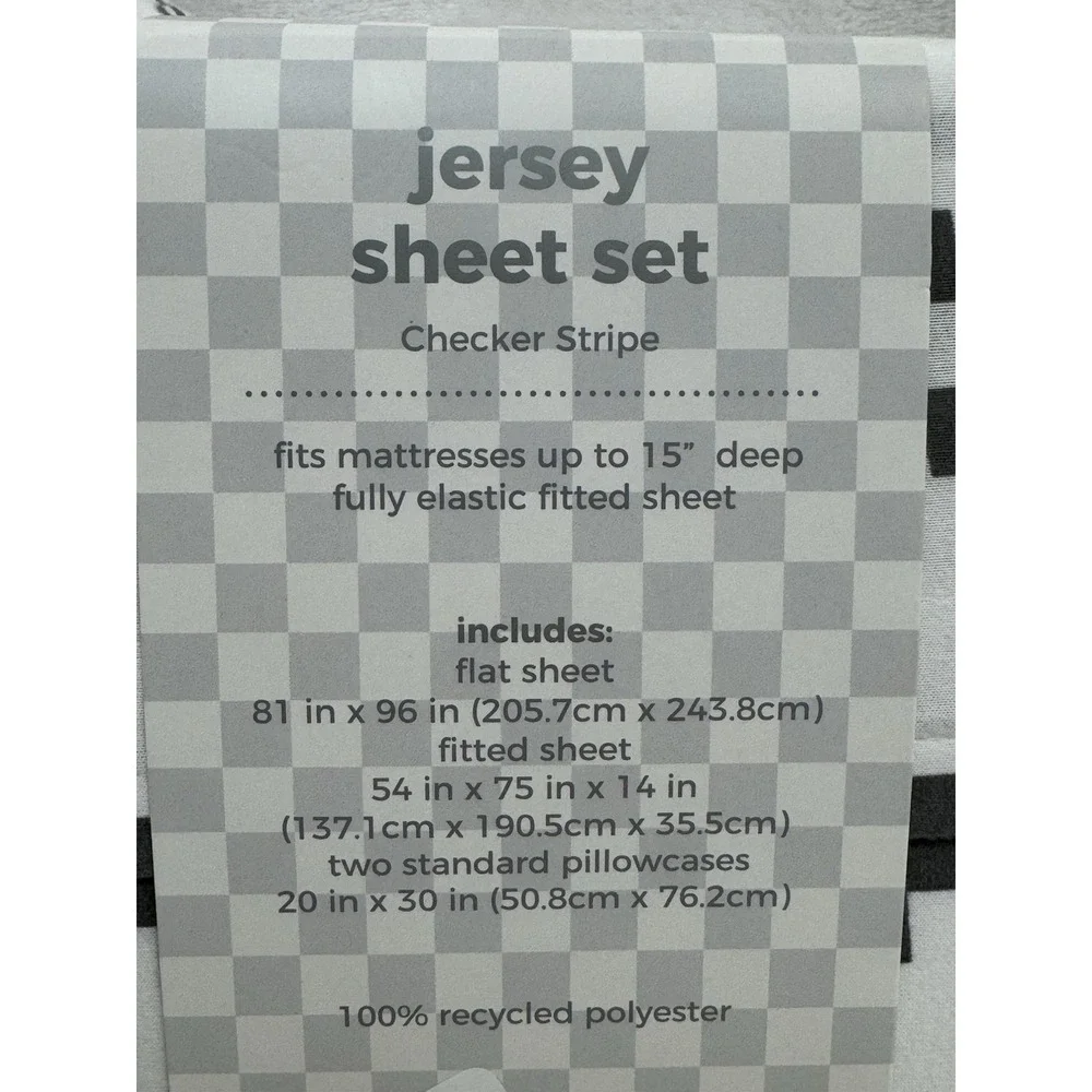 Sportopia Full Size Checkered Grid Jersey Sheet Set